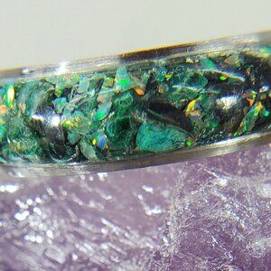 "Rain Forest" Ring with Green Opal & Black Tourmaline